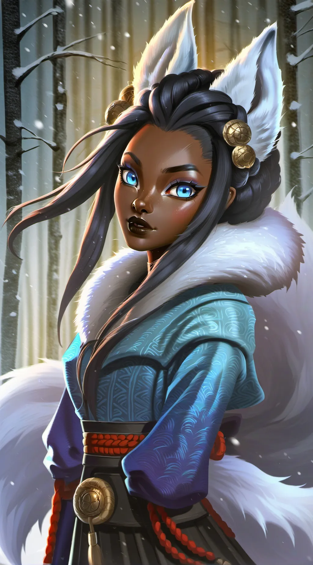 ai character: In a blizzard  background