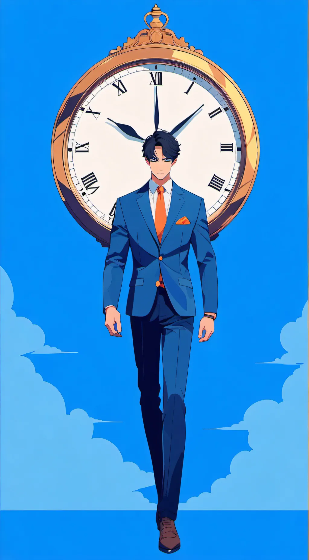ai character: titan clock man background