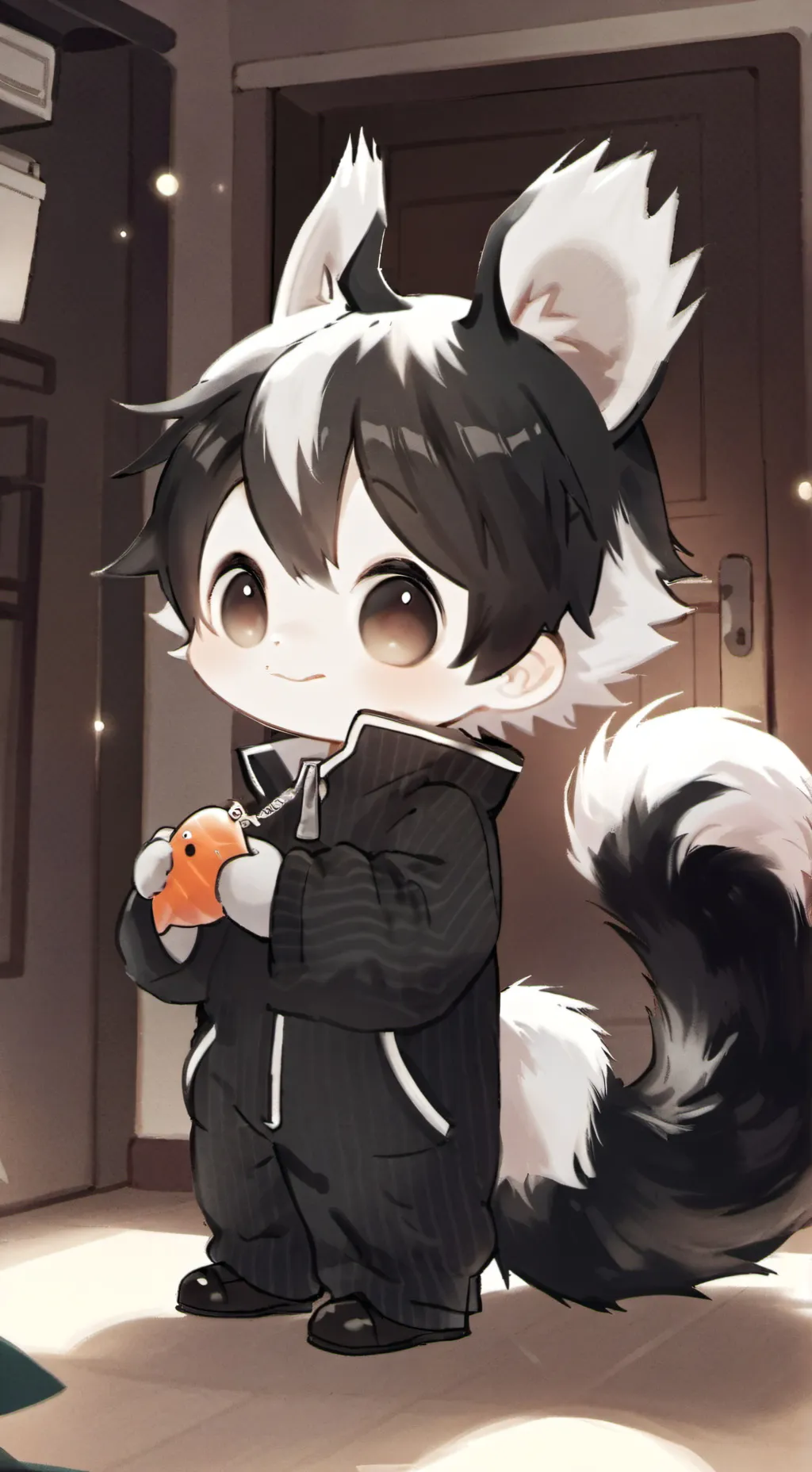 ai character: Striped Skunk Furry background