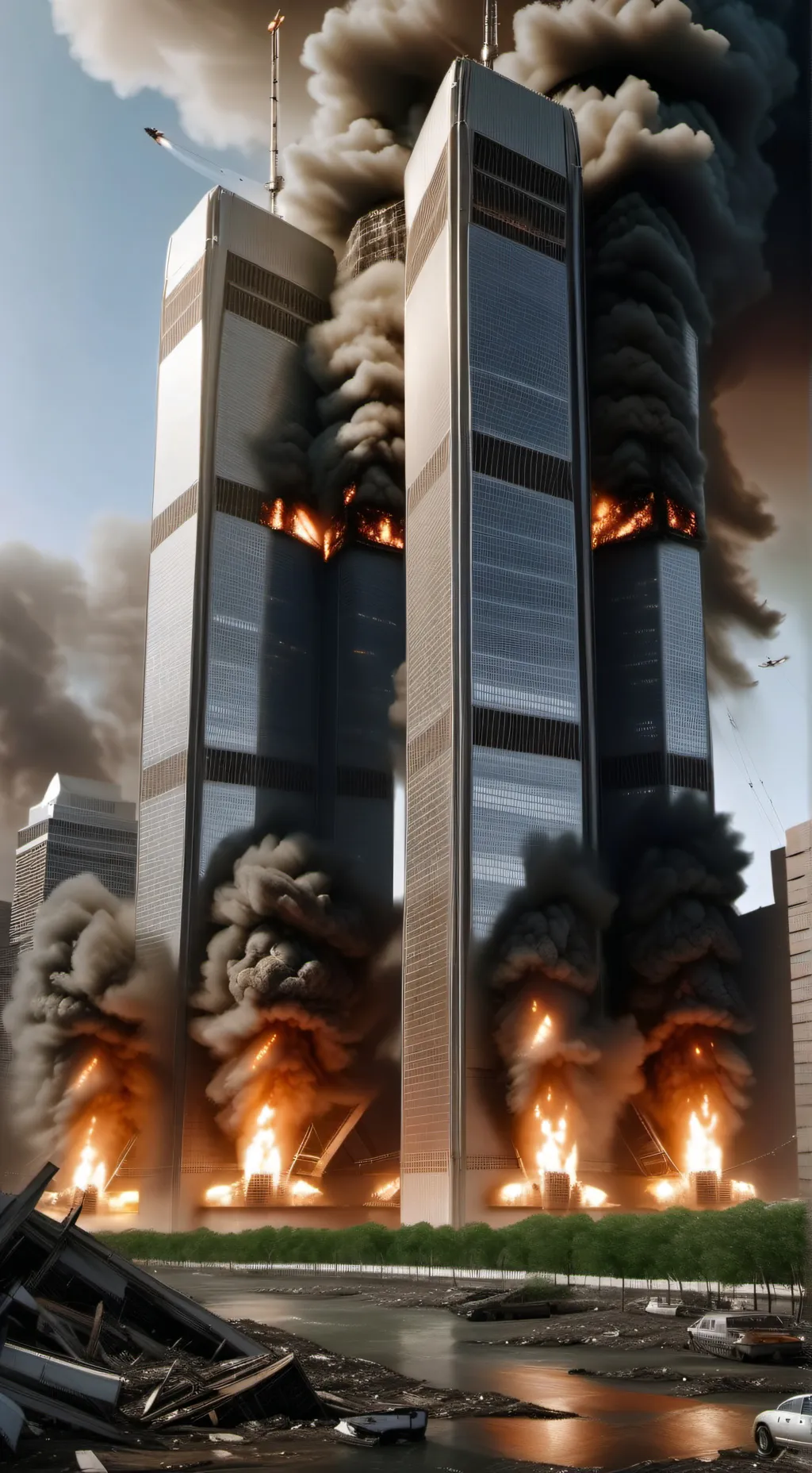 ai character: Twin towers Xd background