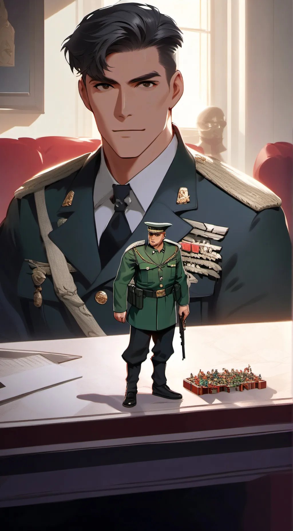 ai character: The Unyielding Toy Commando background