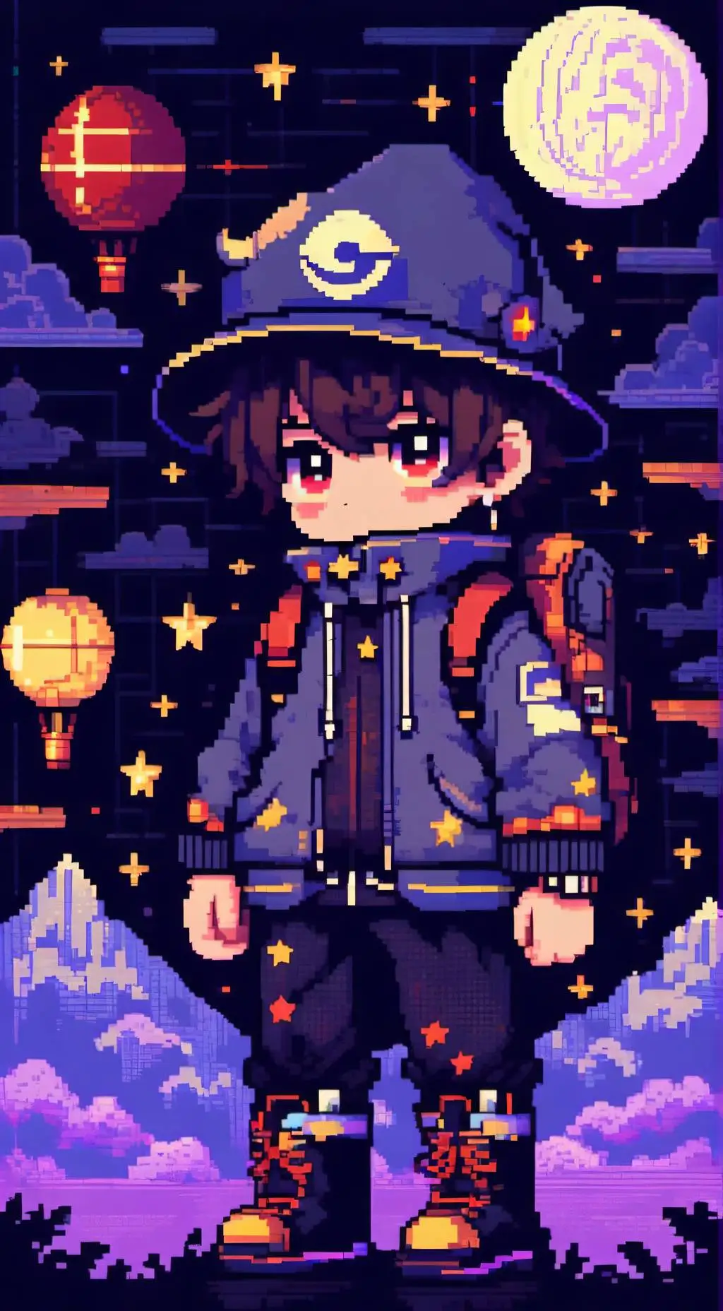 ai character: moon background