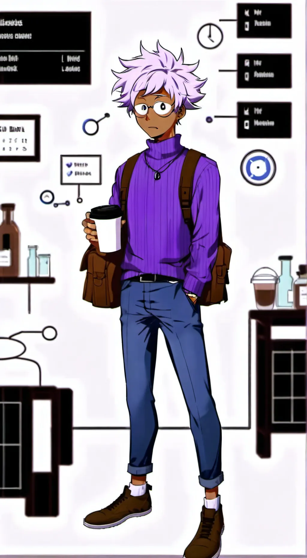 ai character: The Quantum Latte Theorist background