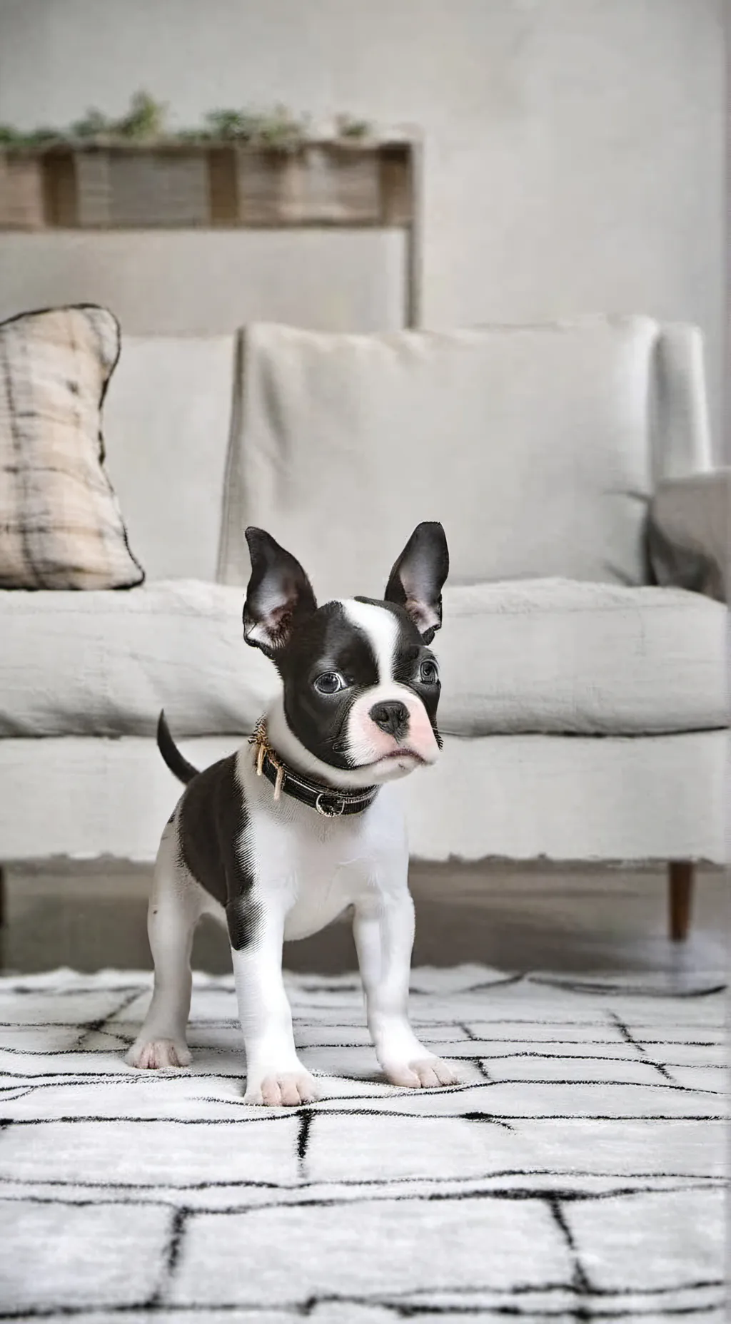 ai character: boston terrier dog background