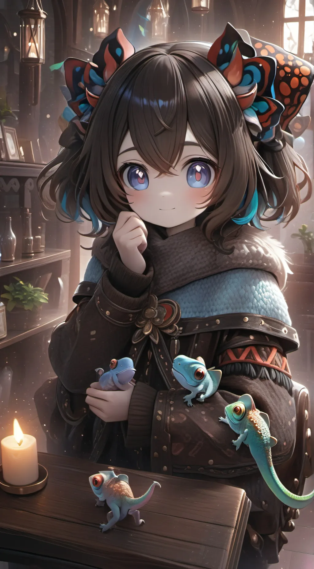 ai character: Camaleoa Espírito background