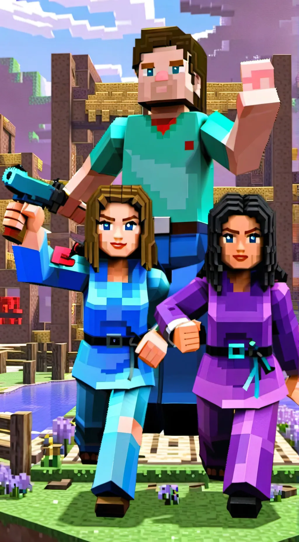 ai character: Minecraft womans 🌄 background