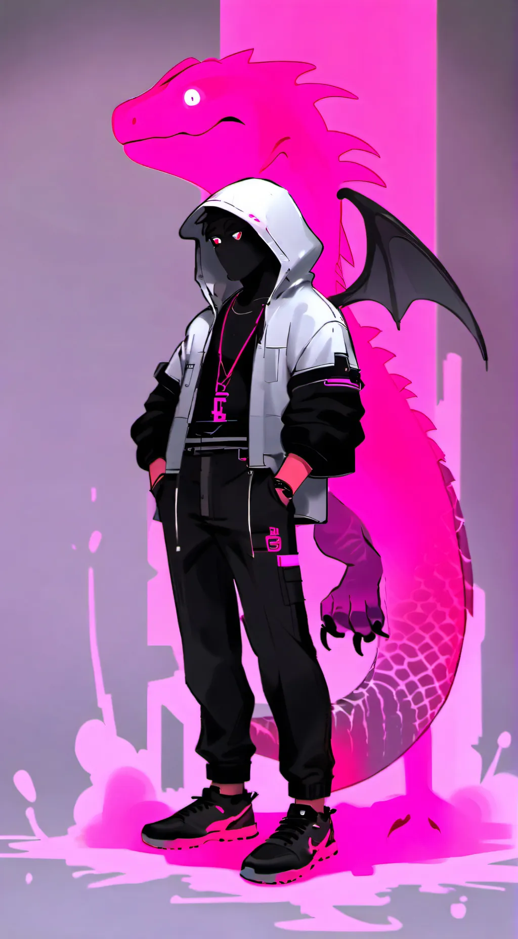 ai character: pink Lizard  background