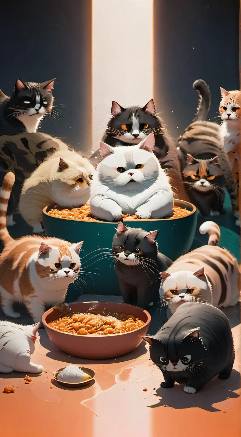 ai character: A room of cats background