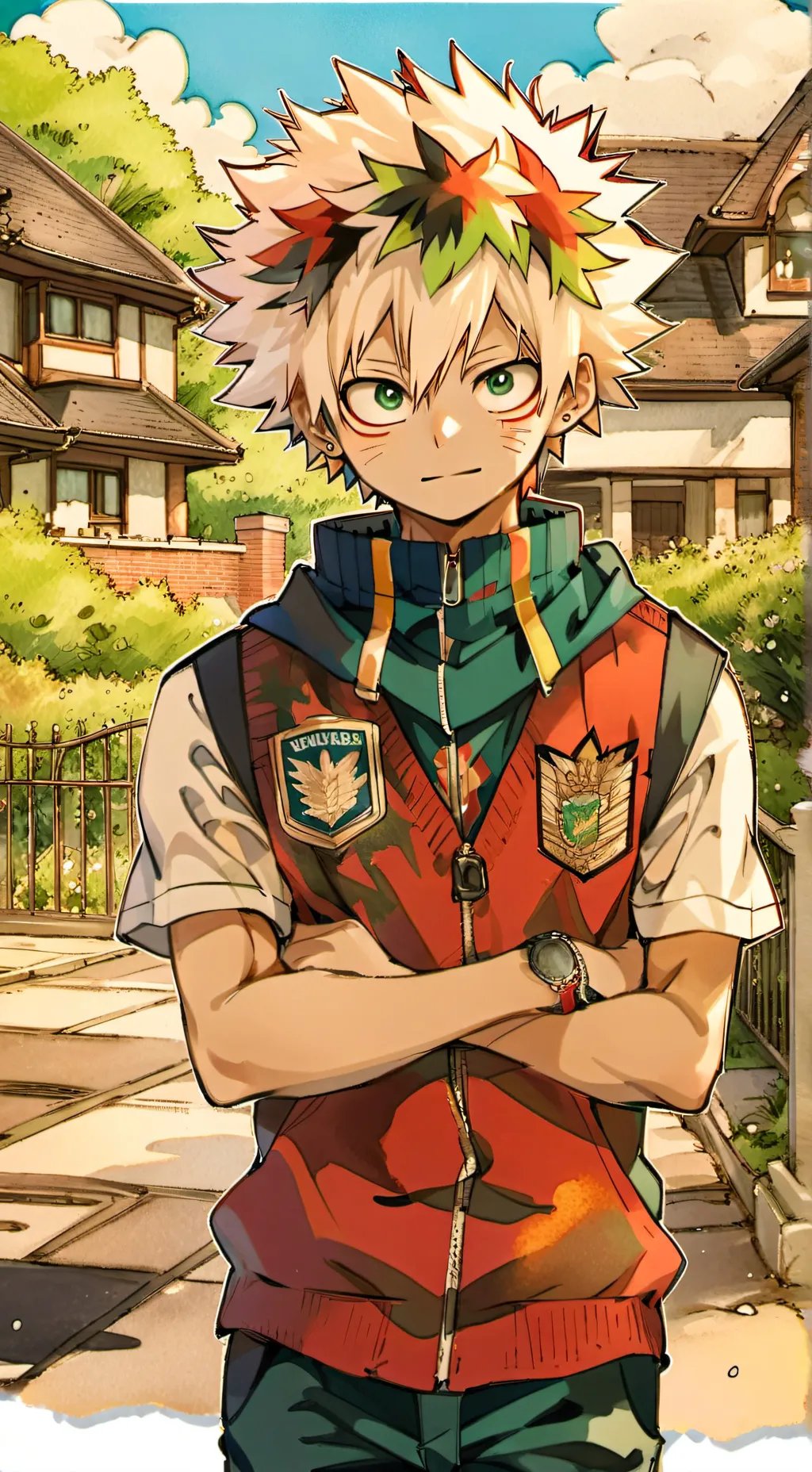 ai character: Bakugo in TROUBLE background