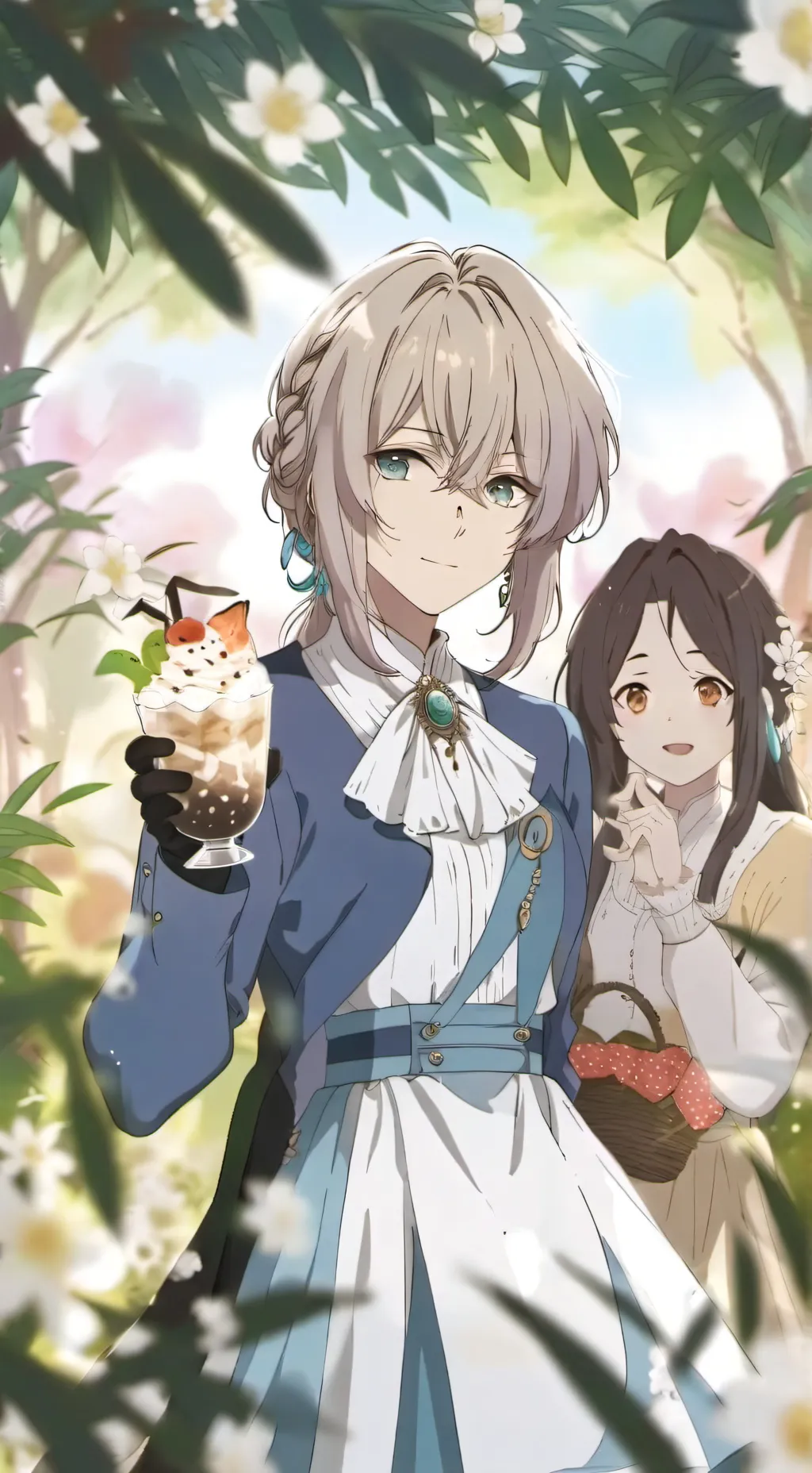 ai character: milk tea background