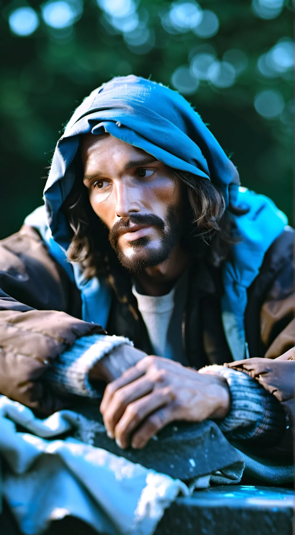 ai character: Homeless man(Jesus background