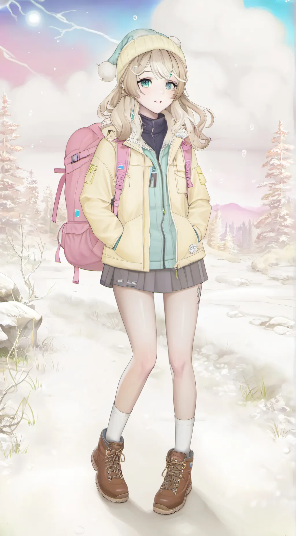 ai character: Madison Blue background