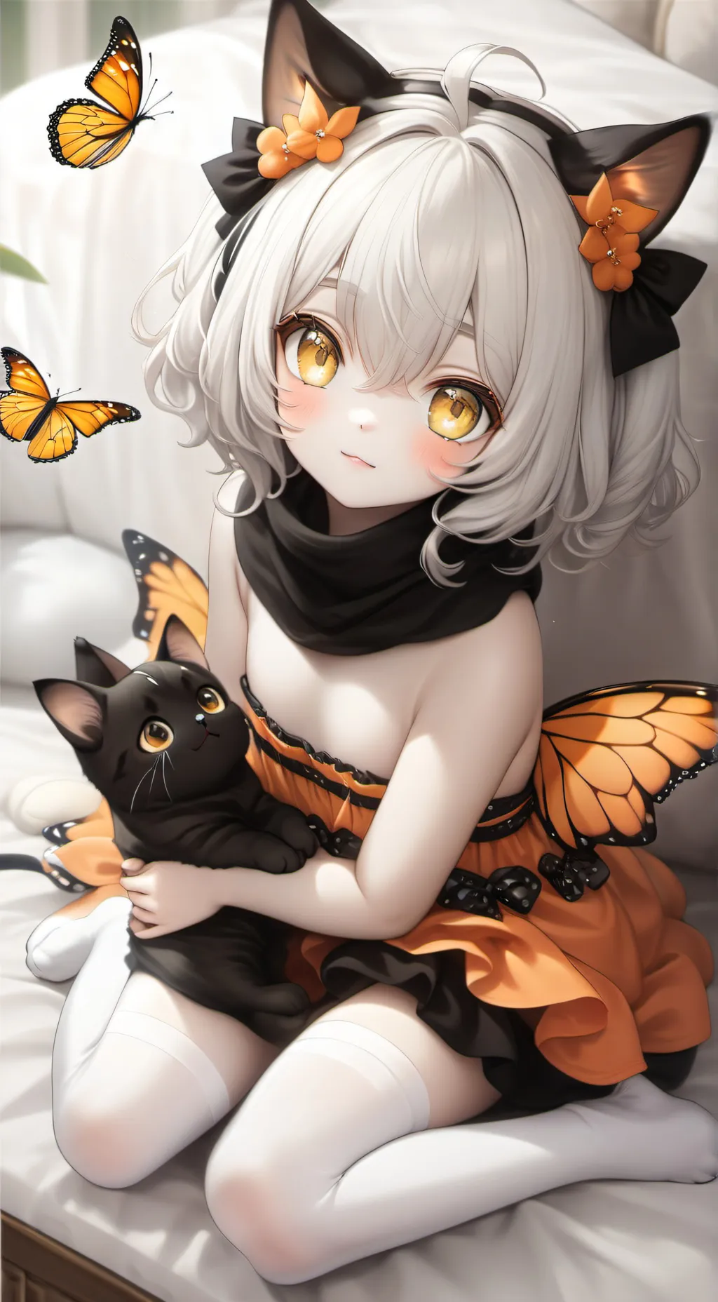 ai character: Migrating Monarch Cat Spirit background