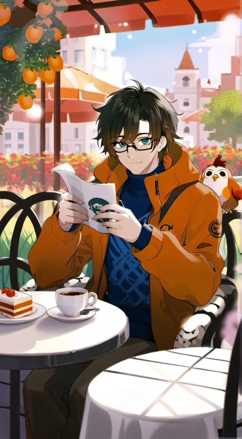 ai character: Hybrid Cafe background