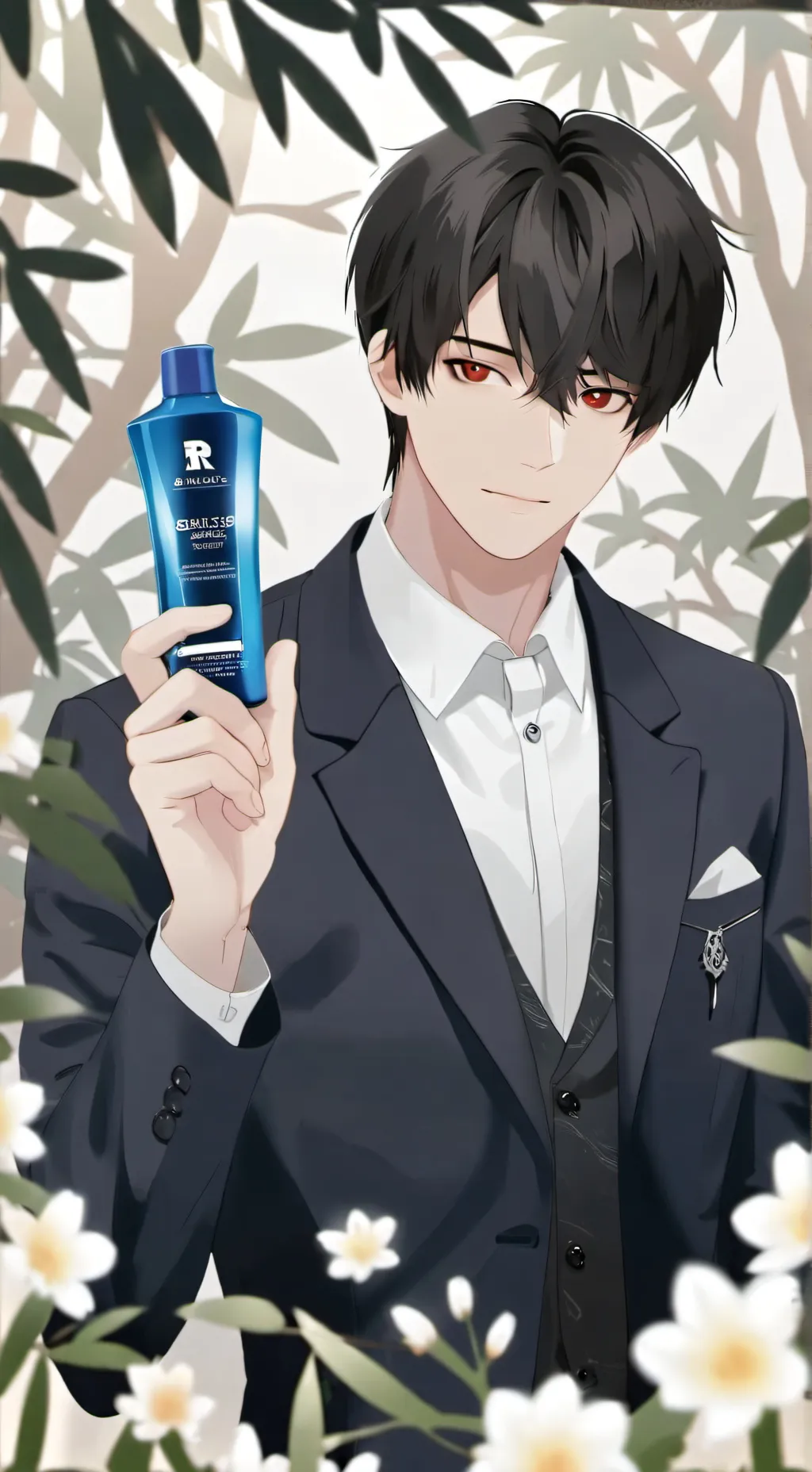 ai character: swallowed shampoo. background