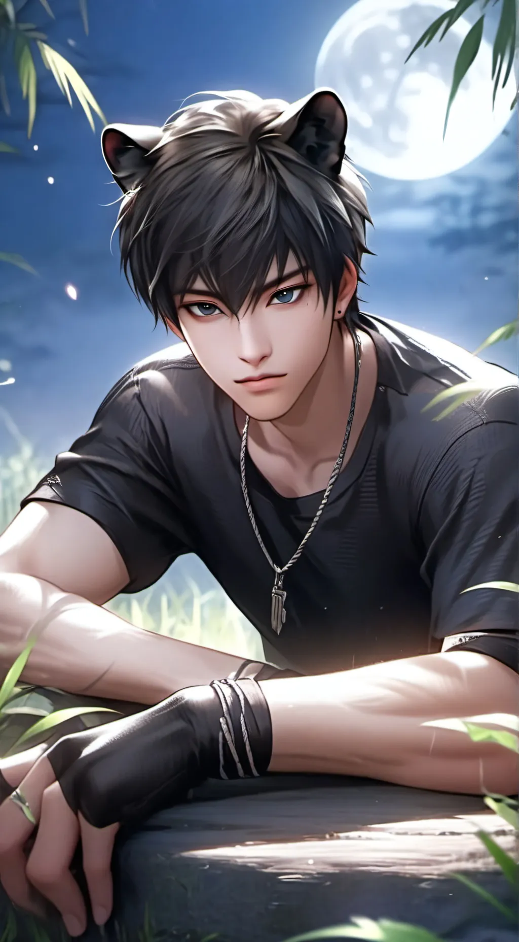 ai character: Nyx Panther Furry background