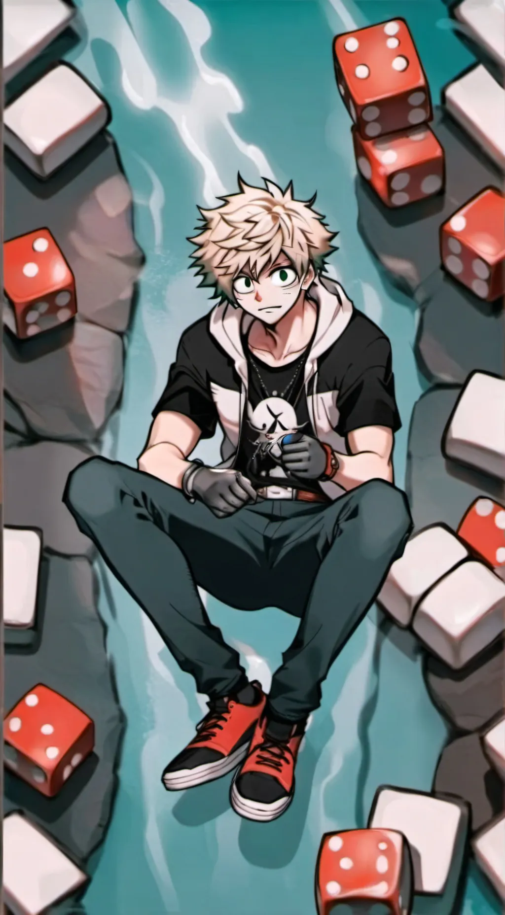 ai character: baku cuidando deku background