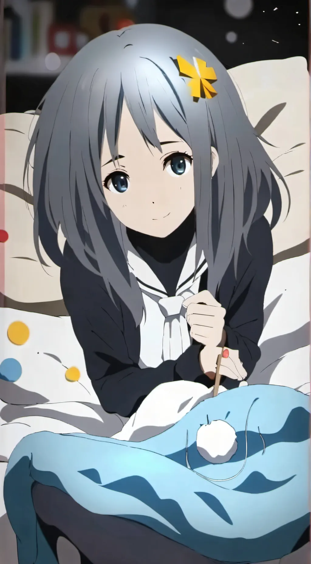 ai character: sleepy girl background