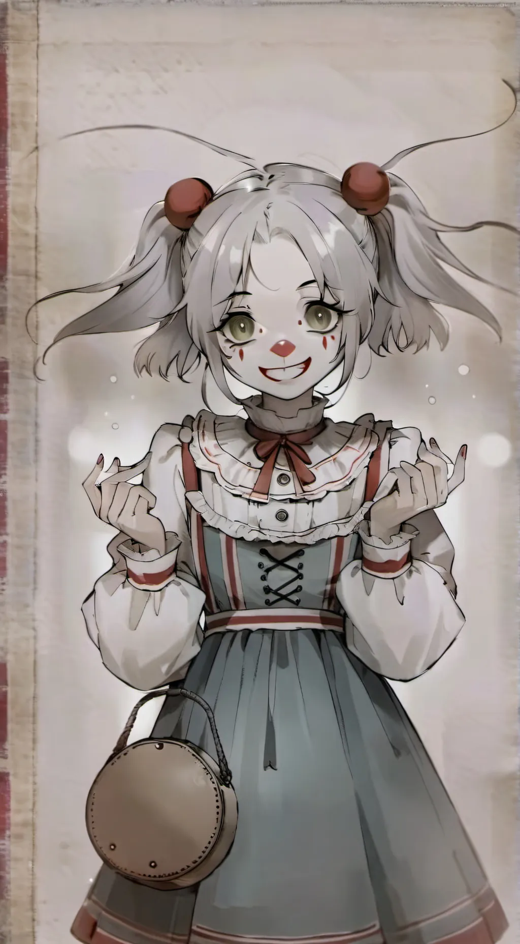 ai character: CL0WN GIRL background