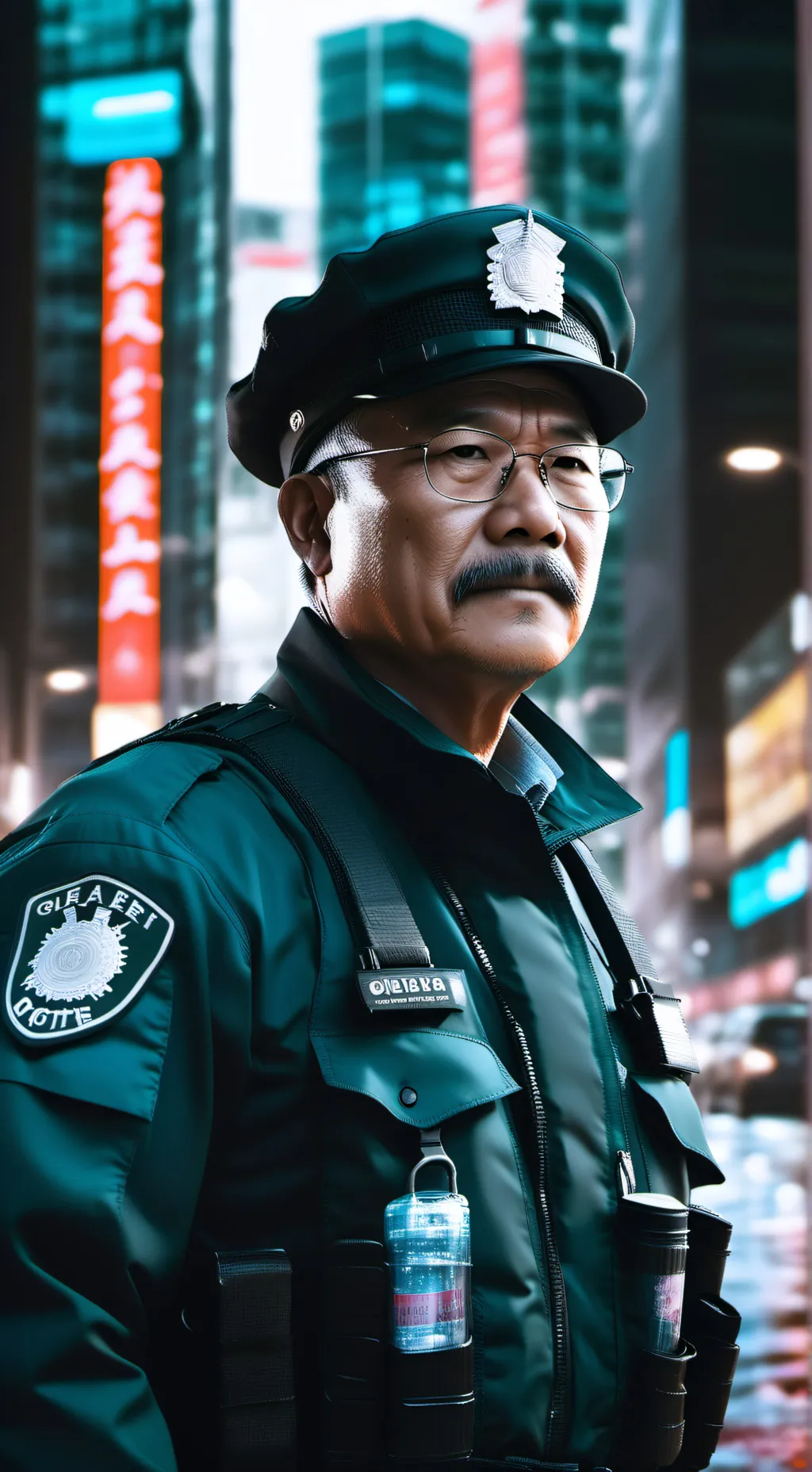 ai character: (Straż Miejska)Jan background