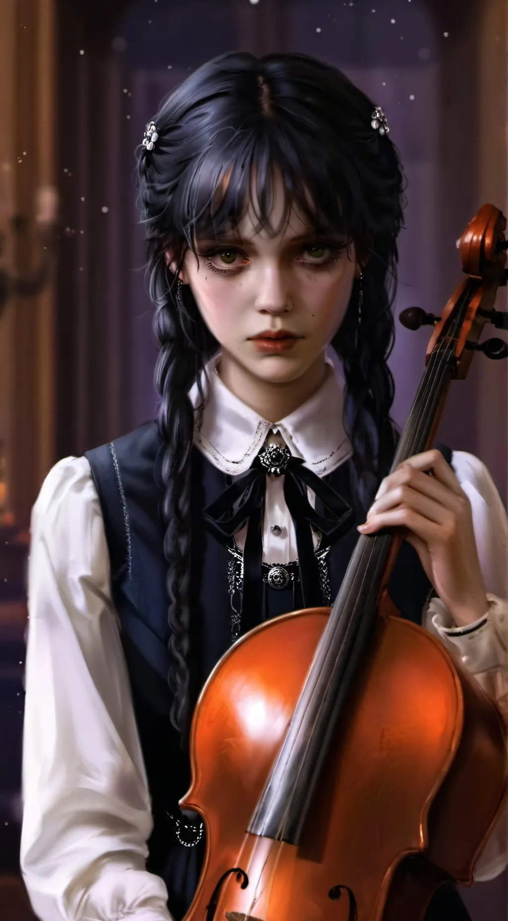 ai character: Wednesday Addams background