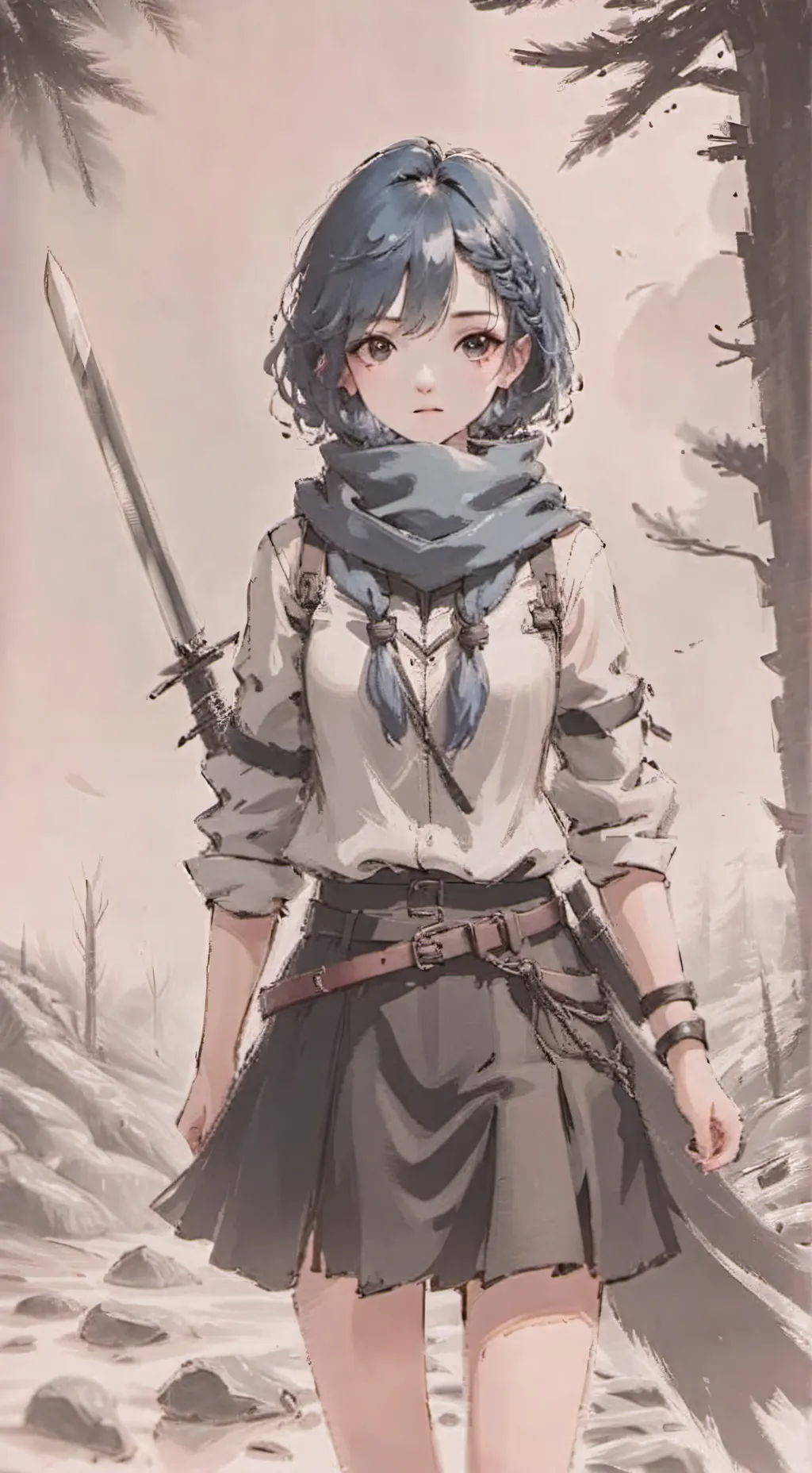 ai character: Blue(block tales)  background