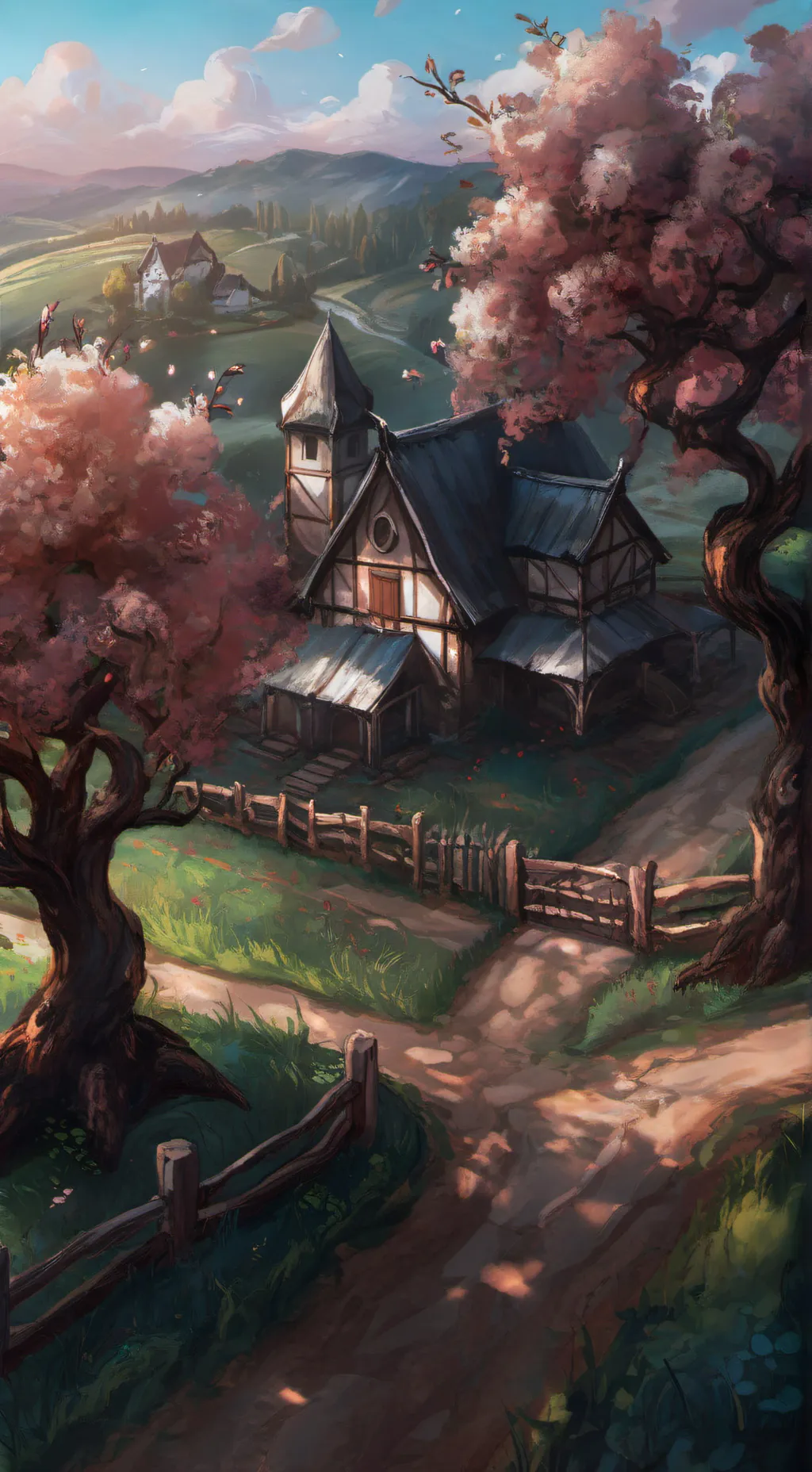 ai character: Cherry Grove Farm background