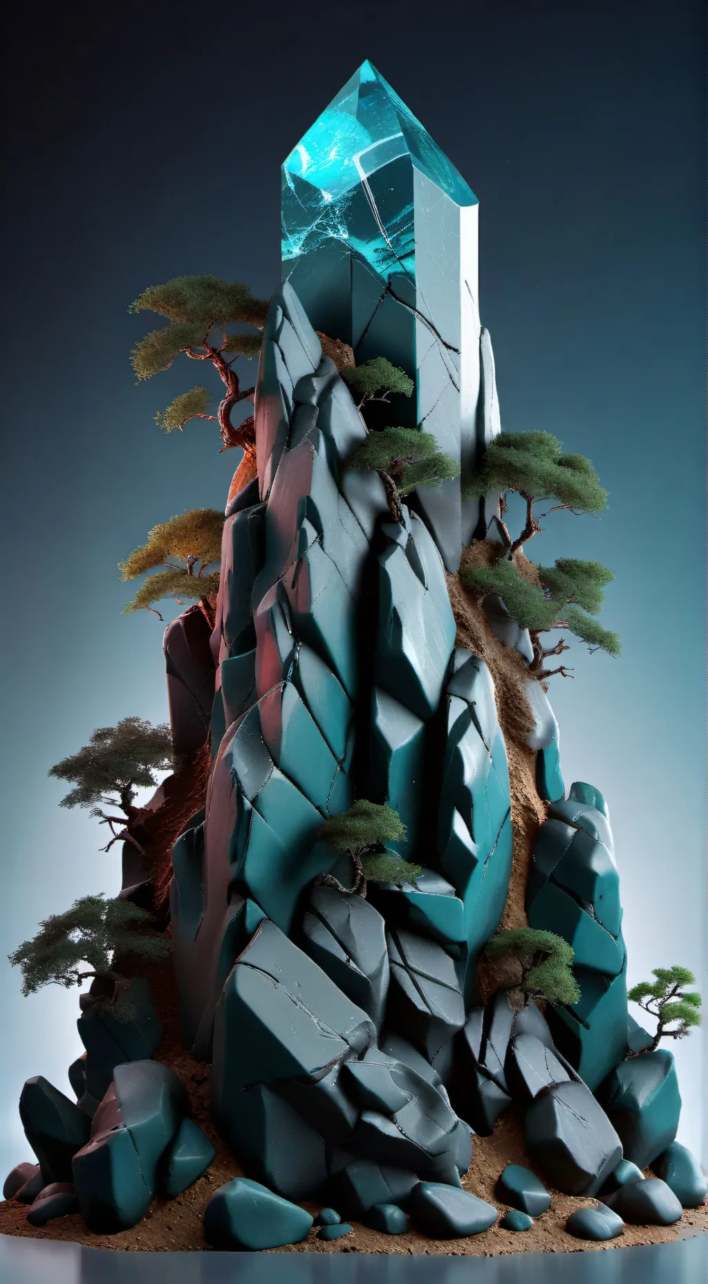 ai character: twisted pebble background