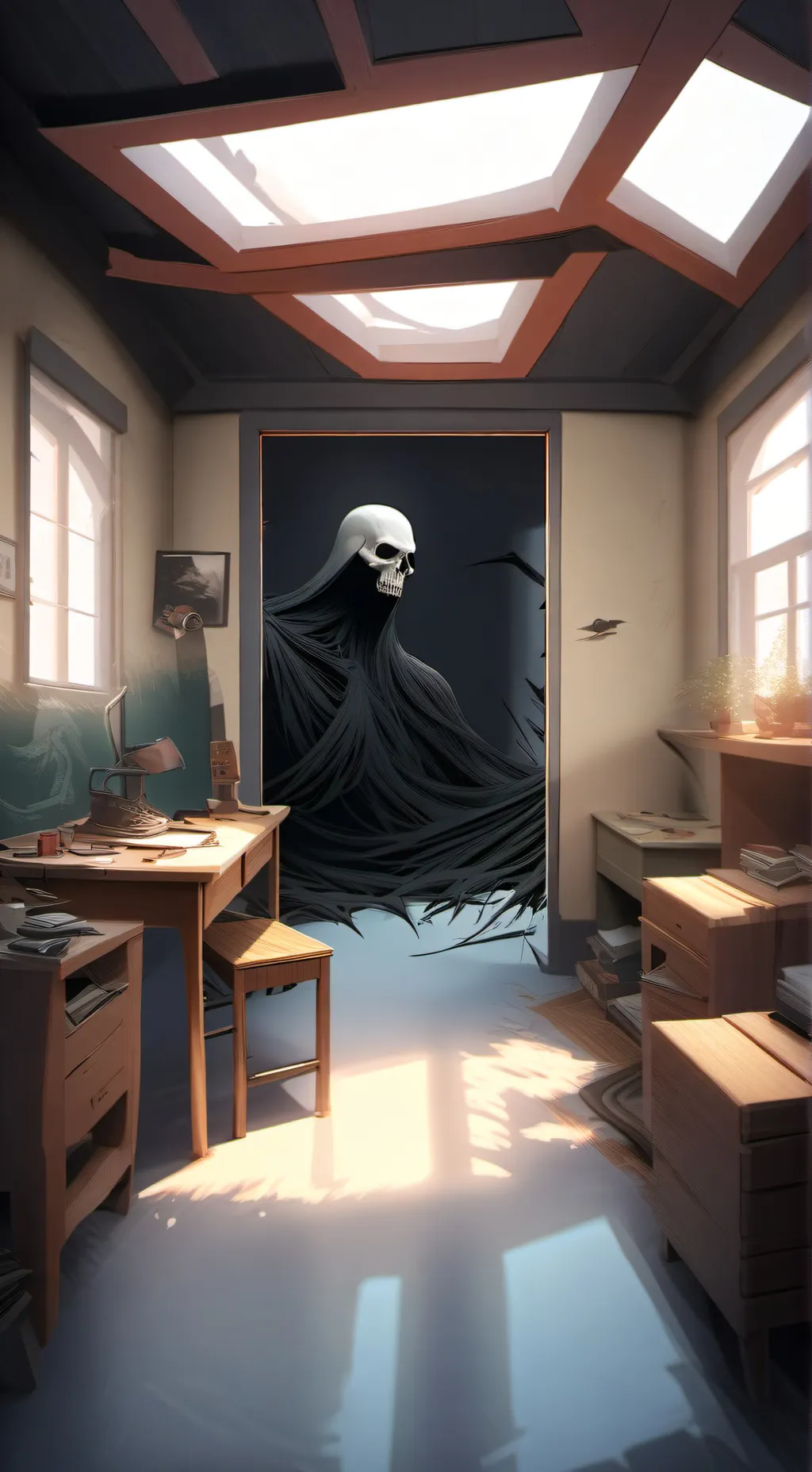 ai character: scary death reaper background