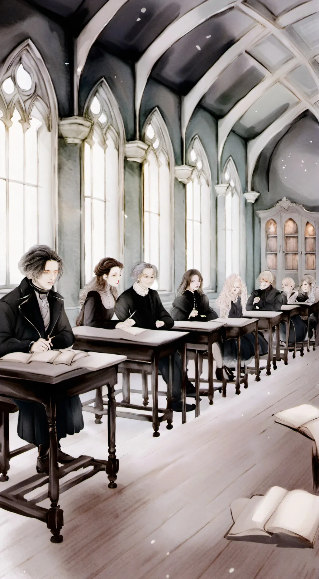 ai character: classroom background