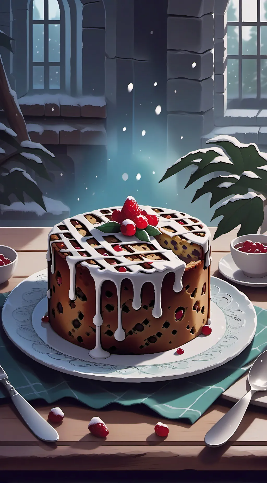 ai character: fruitcake background