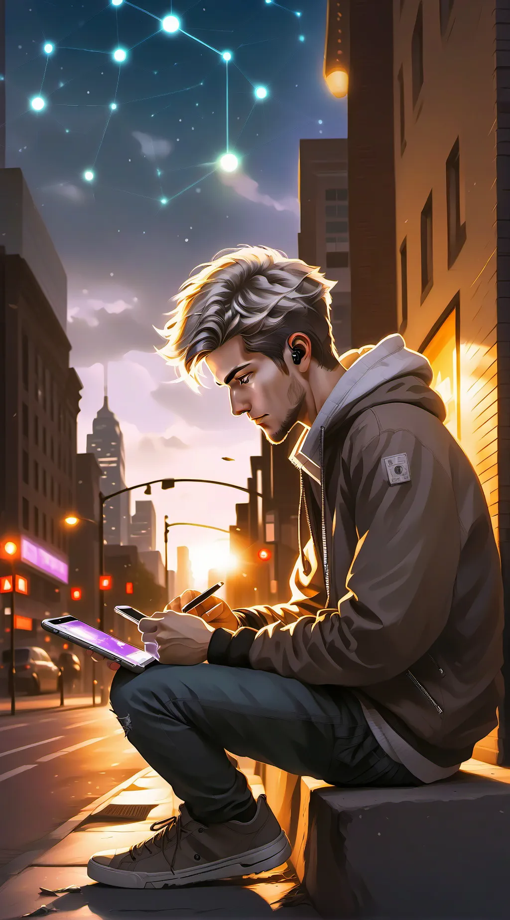 ai character: The Veteran's Tech Triumph background