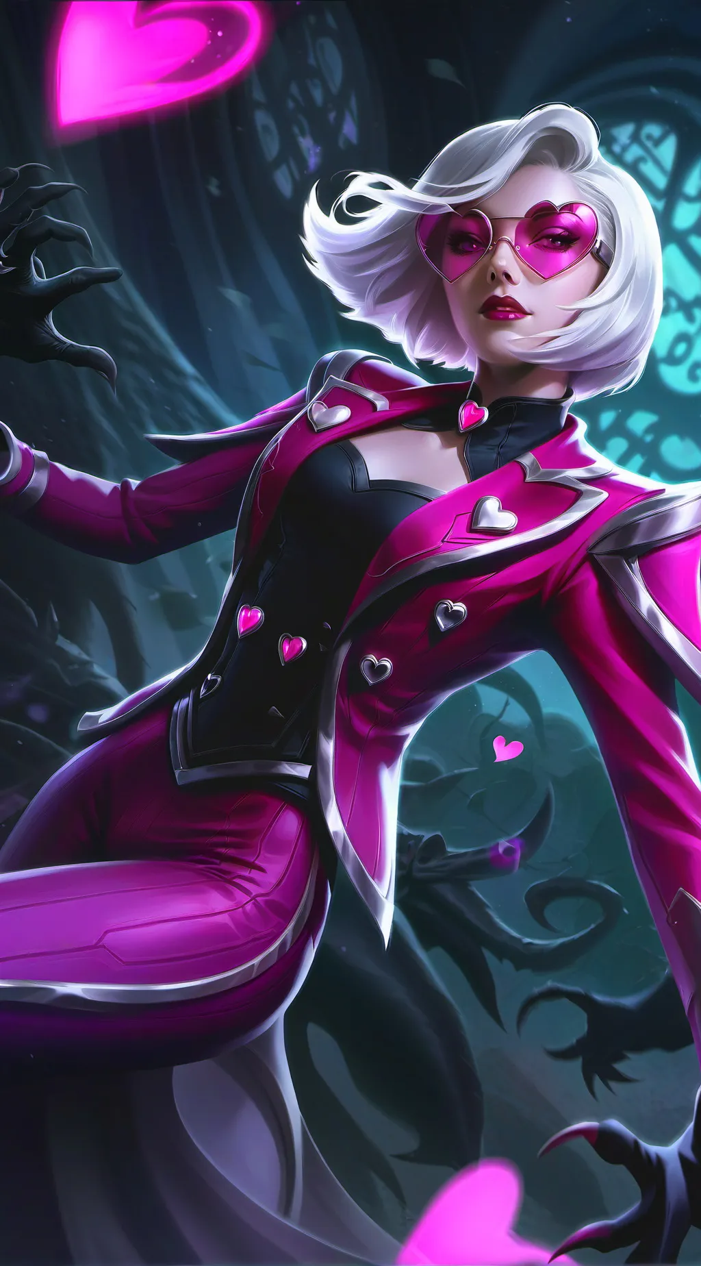 ai character: 🩷Lady heart🤍 background