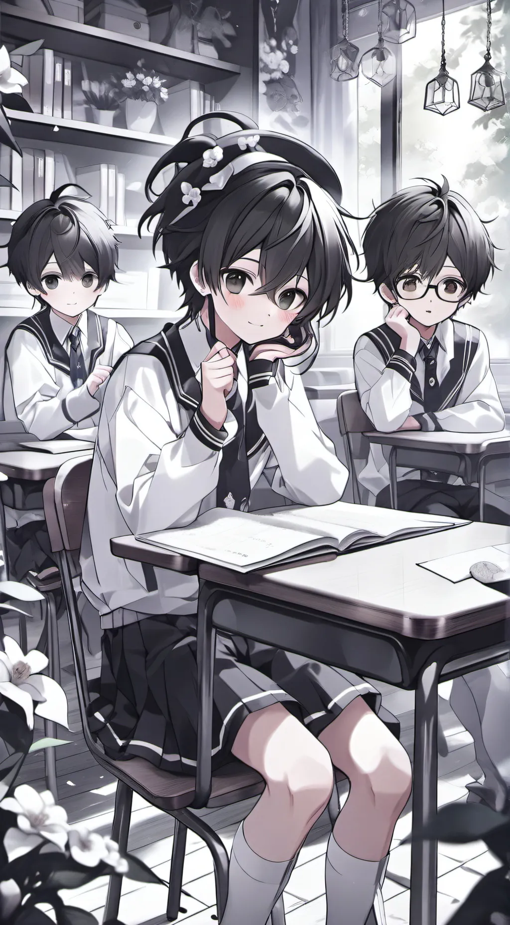 ai character: Boys only school background