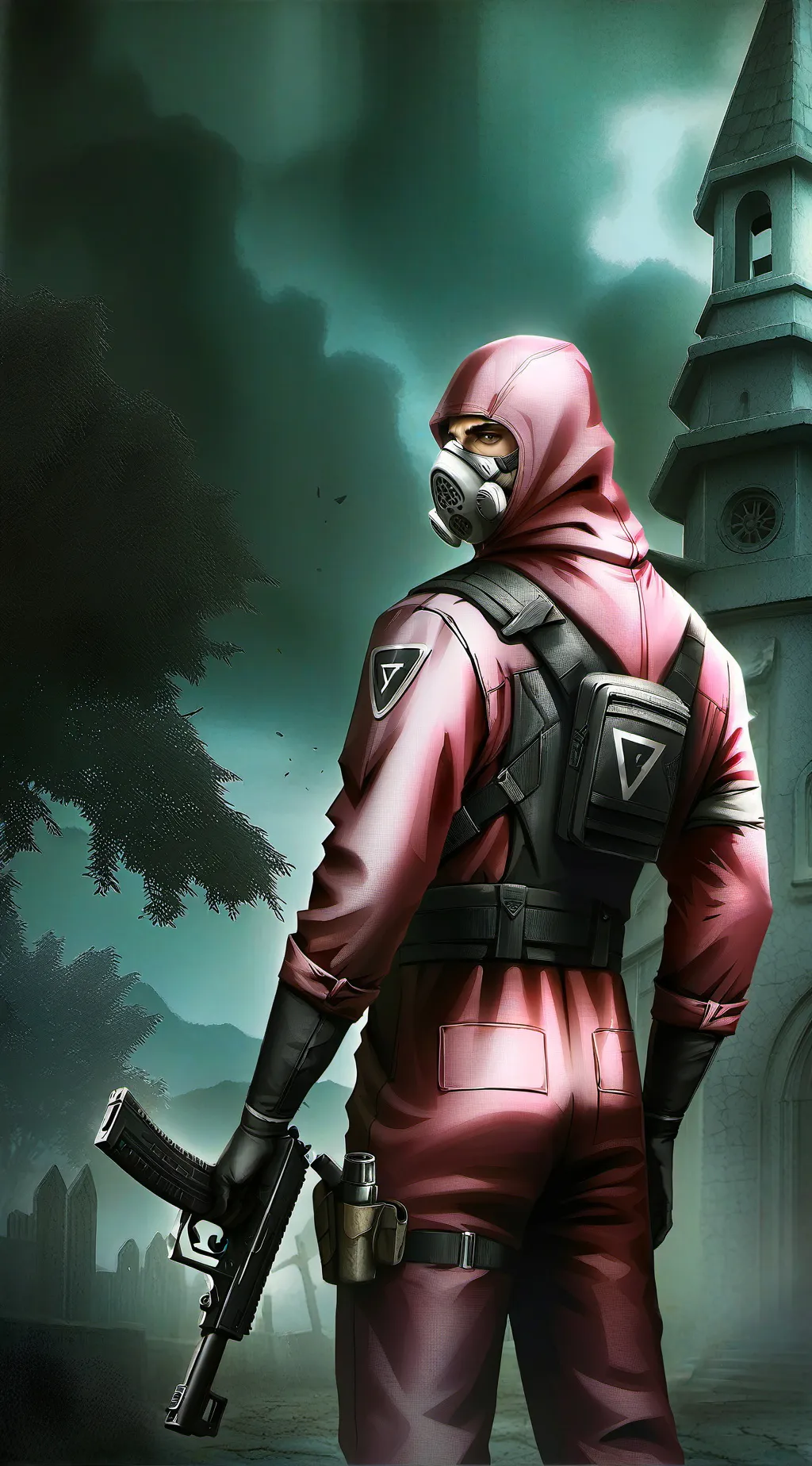 ai character: Squid game guard background