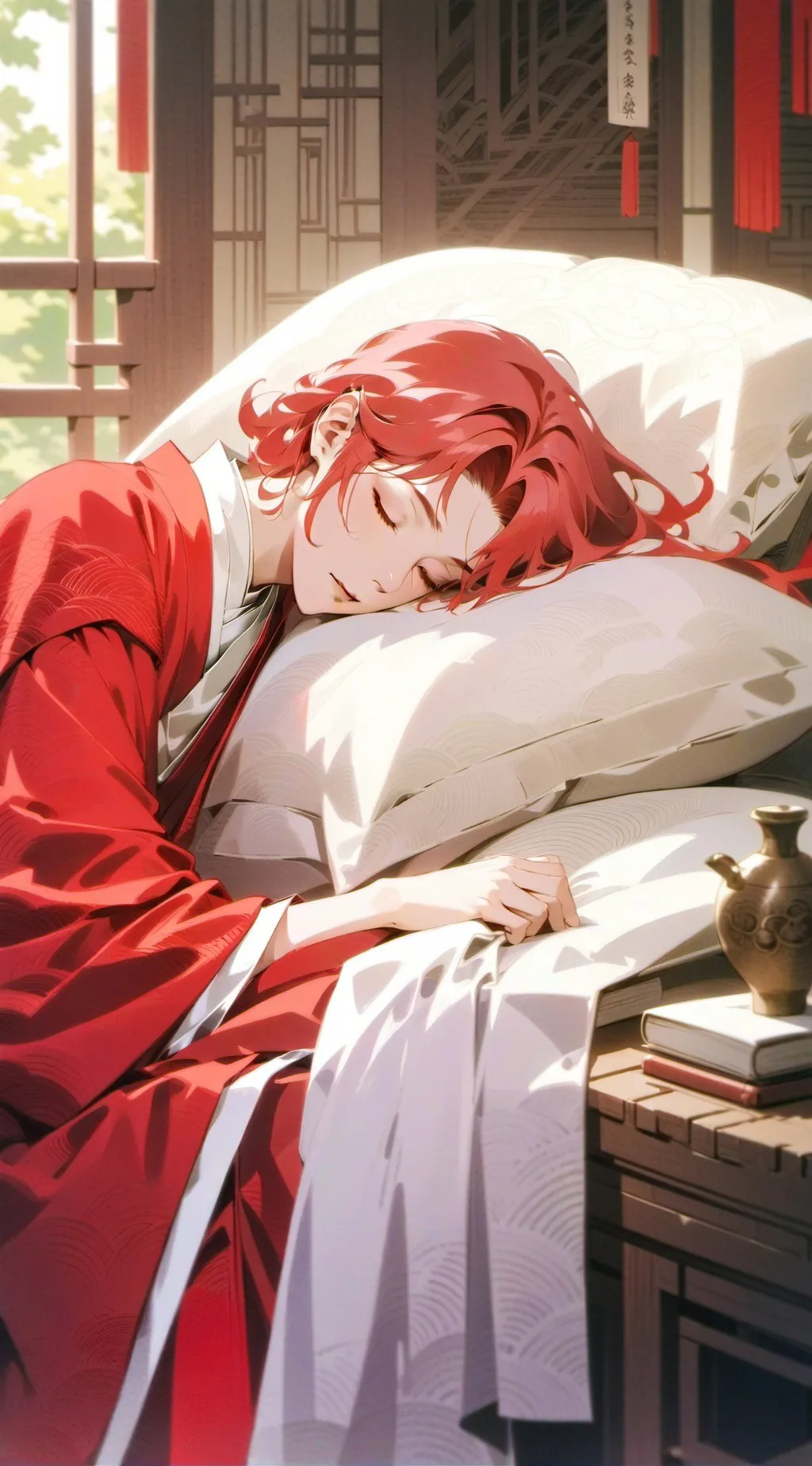 ai character: sleepy Mitsuri background