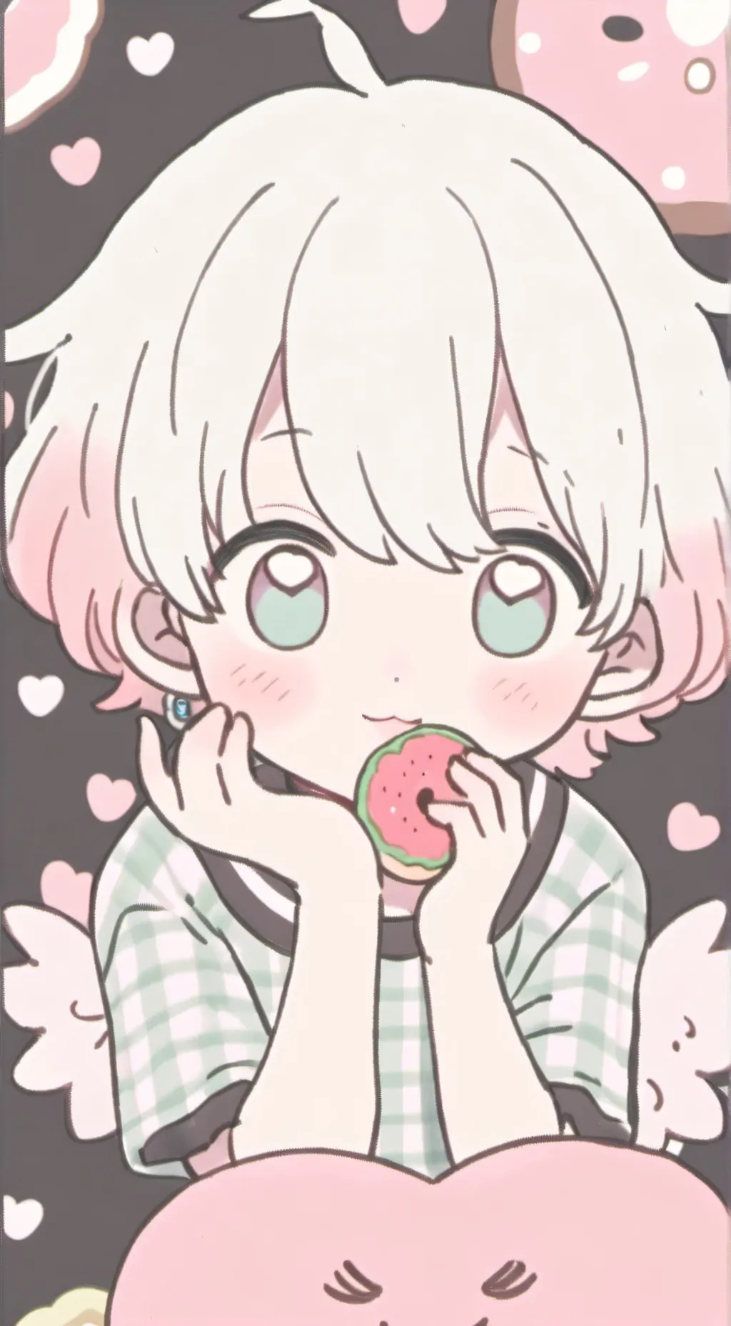 ai character: Niño comiendo  background