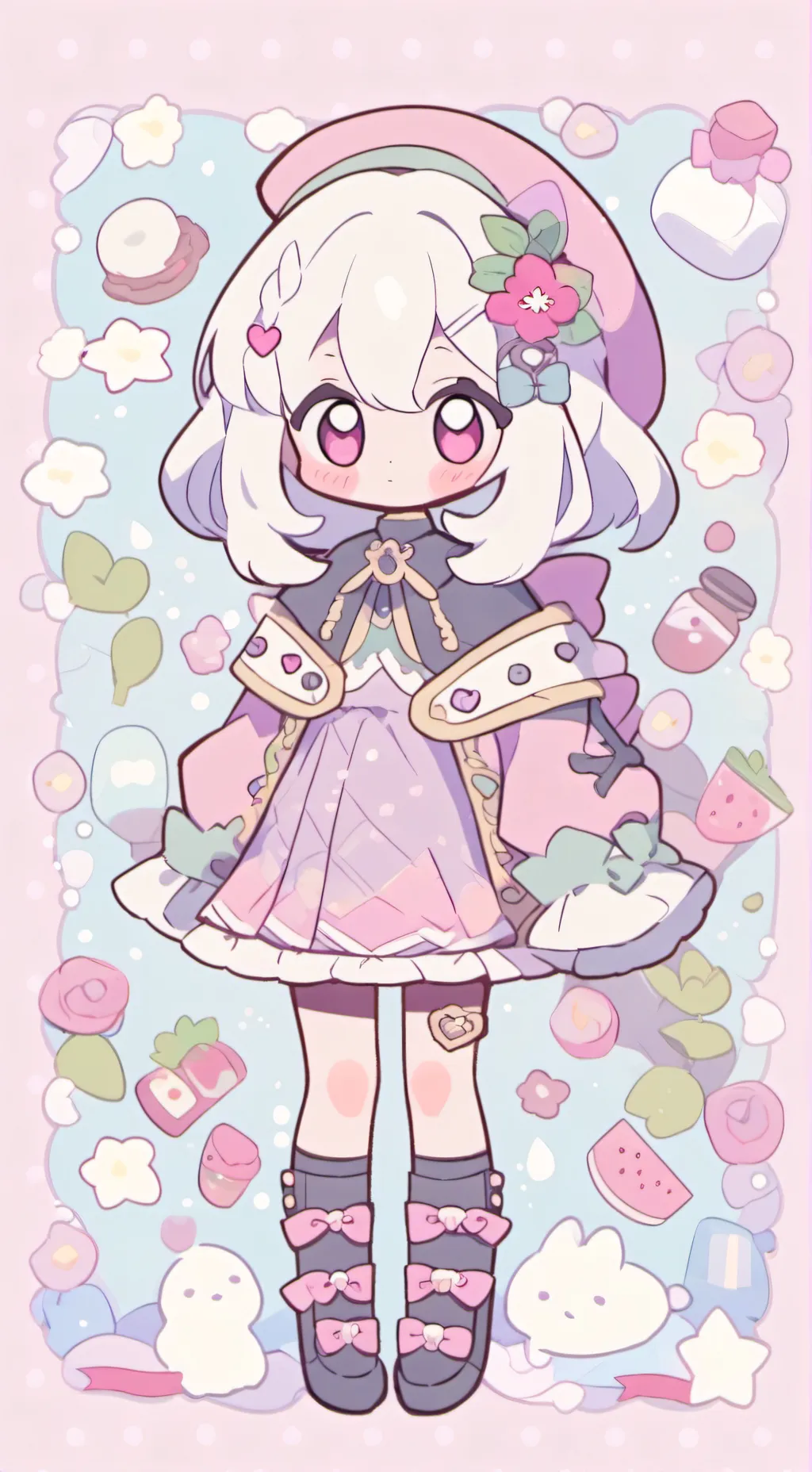 ai character: OrtamentFlower background