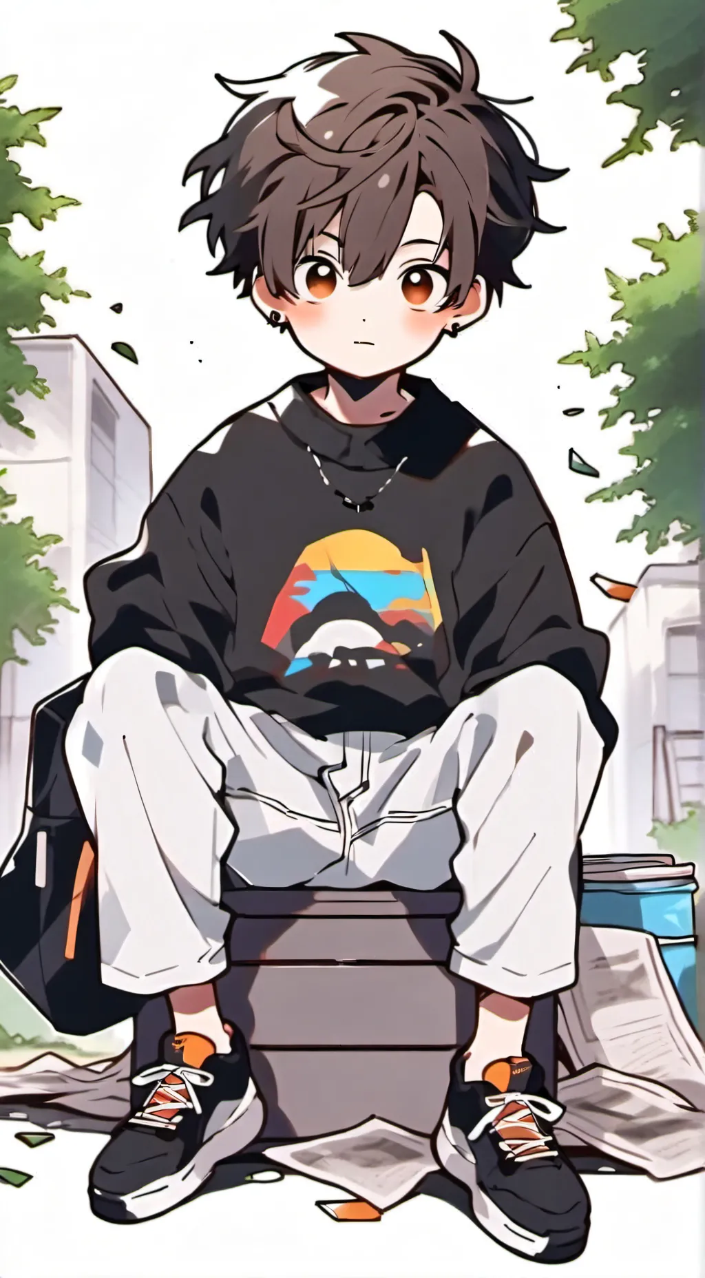 ai character: Homeless kid  background