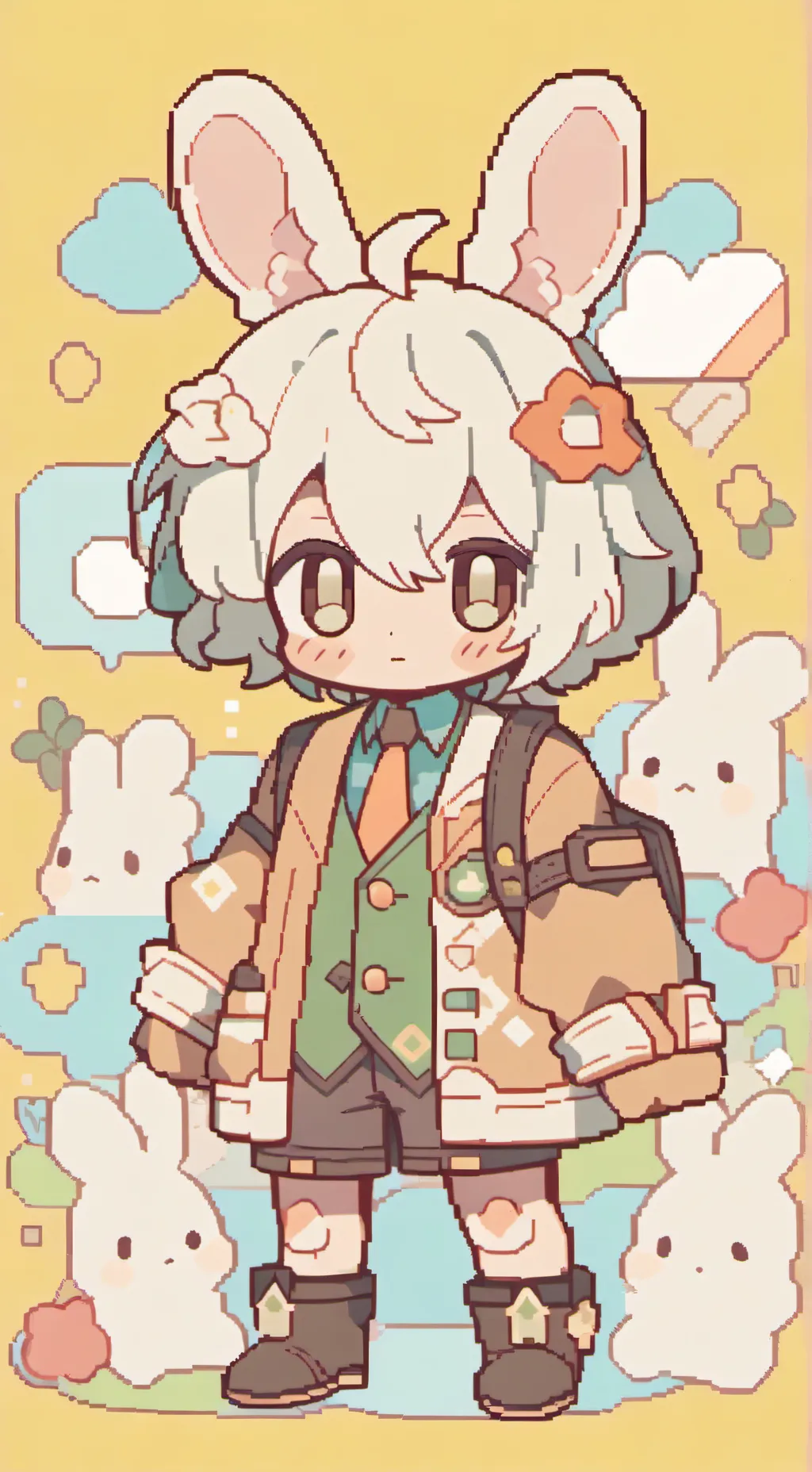 ai character: male bunny goo background