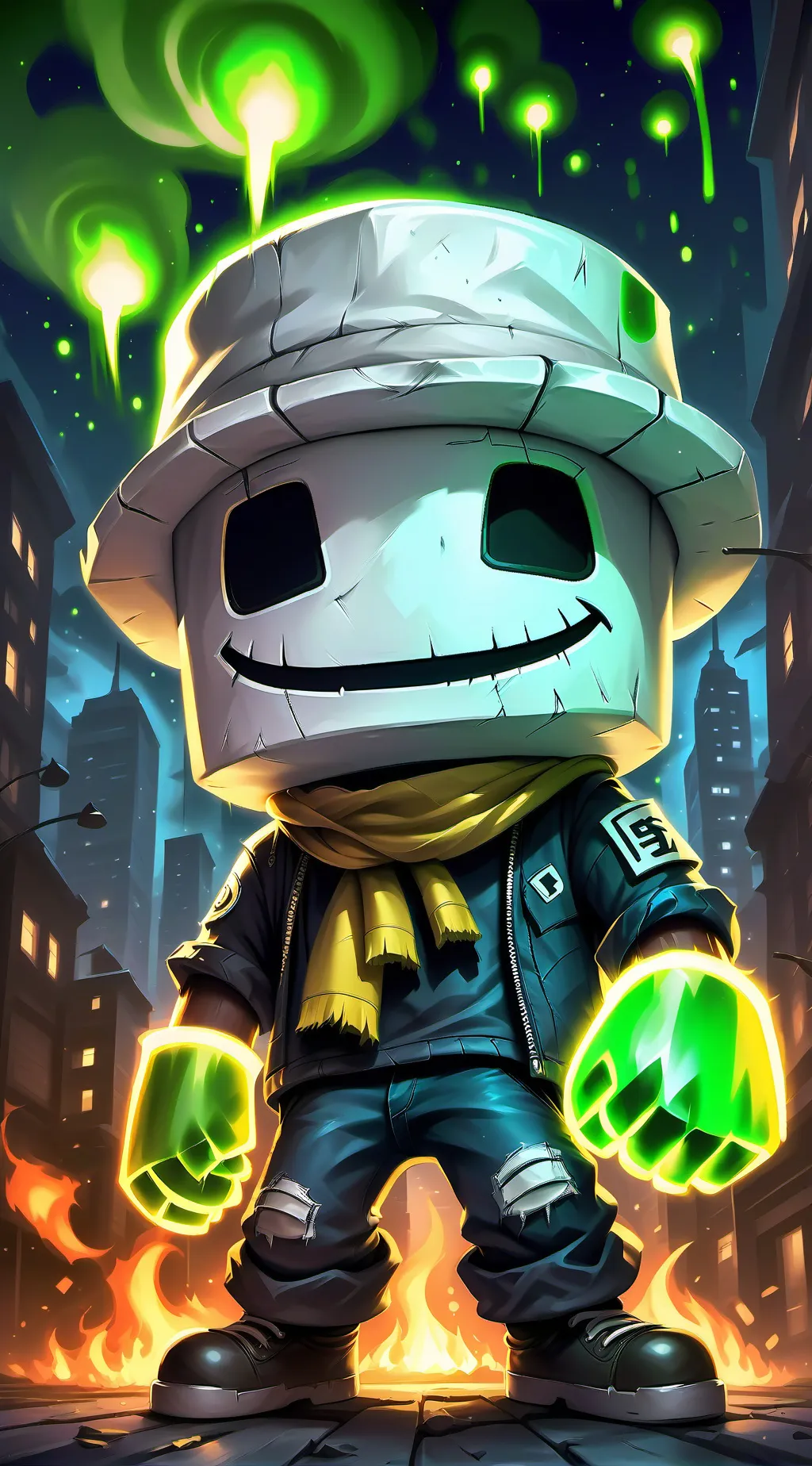 ai character: marshmello man background
