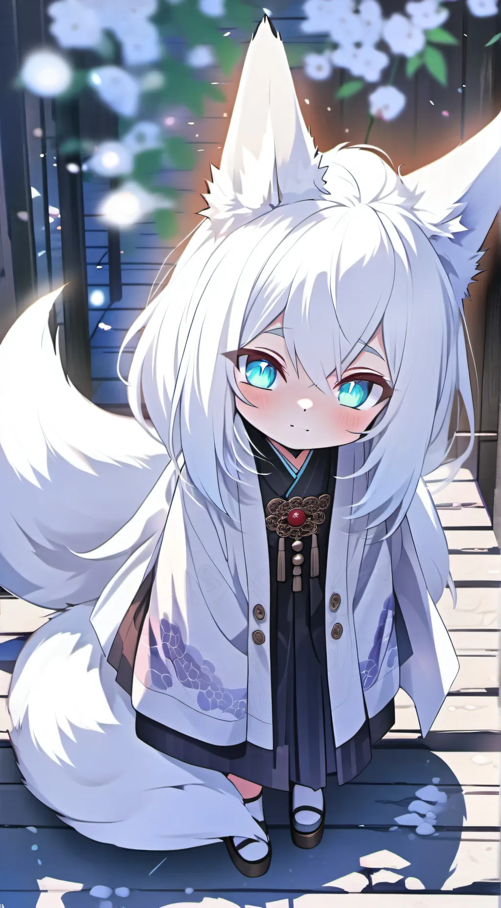 ai character: Snowy Kitsune Furr background