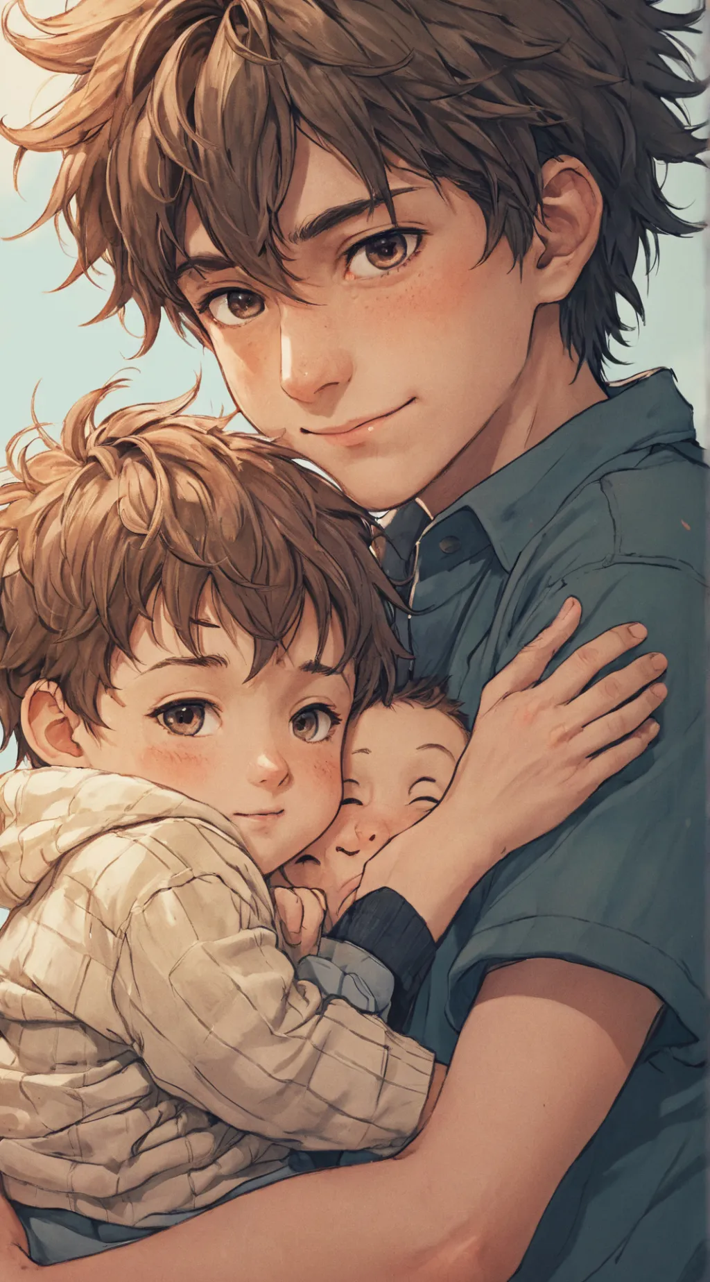 ai character: Leo bebé y Kevin  background