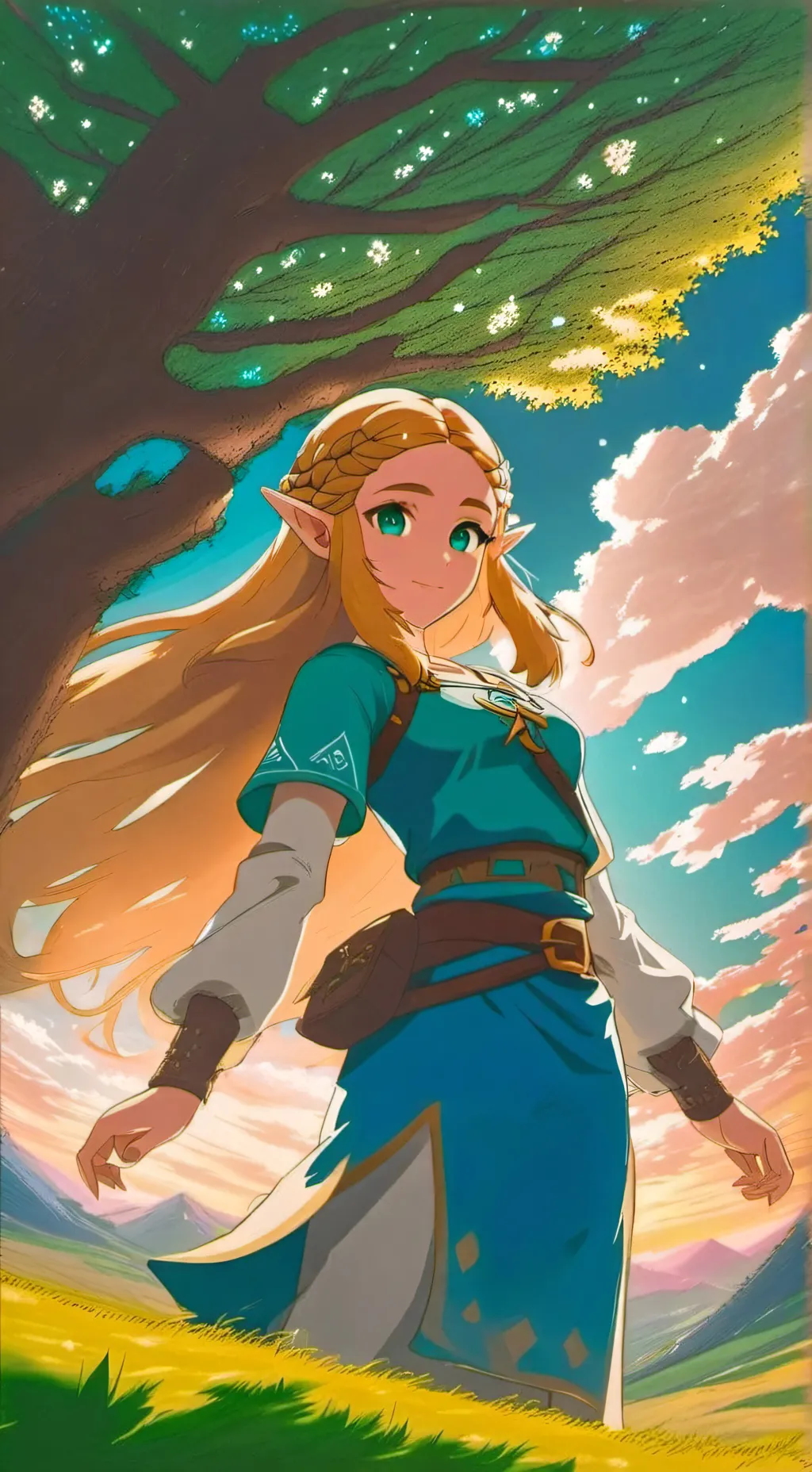 ai character: Zelda Hyrule background
