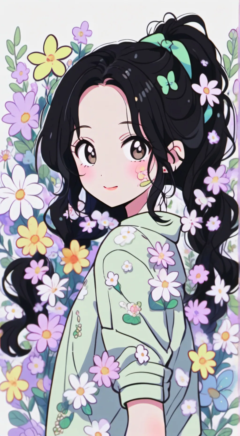 ai character: Flowered Skin background