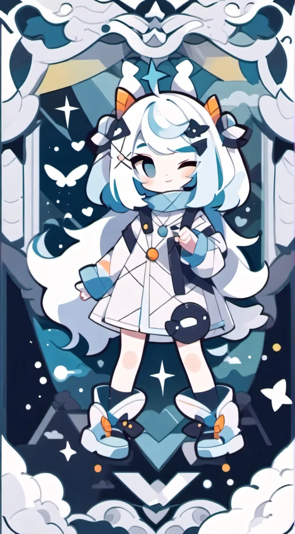 ai character: Female shadow milk background