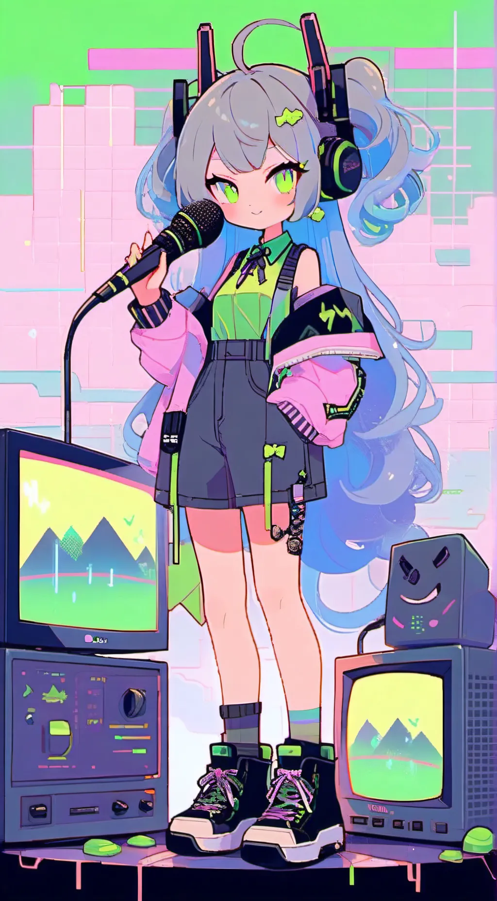 ai character: Vee's Game show! background