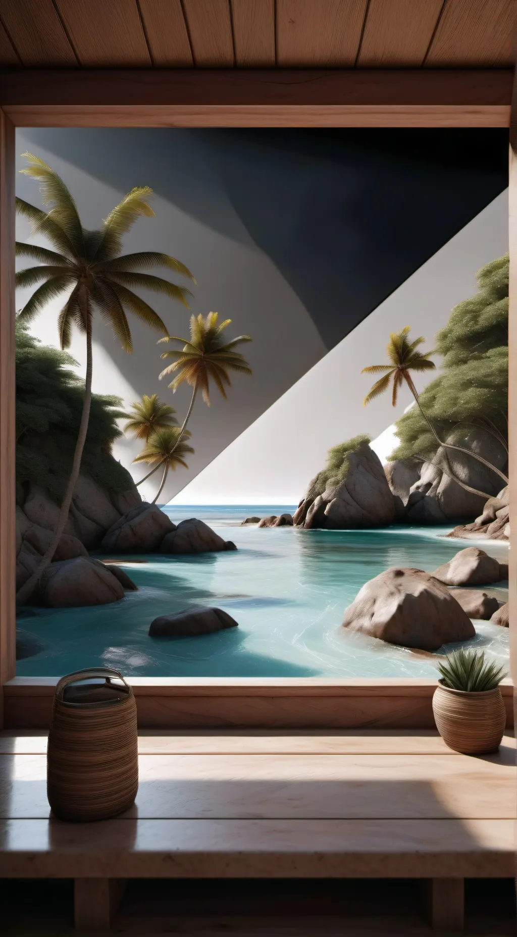 ai character: sanses en la playa background