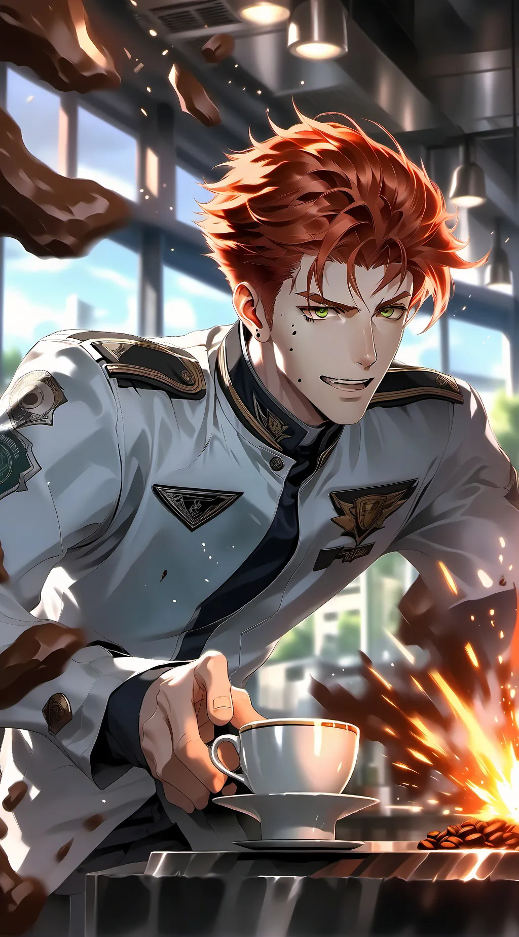 ai character: Bakugo's Blazing Brew Connoisseur background