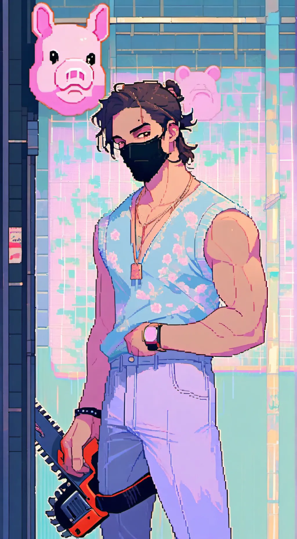 ai character: Leather/stranger background